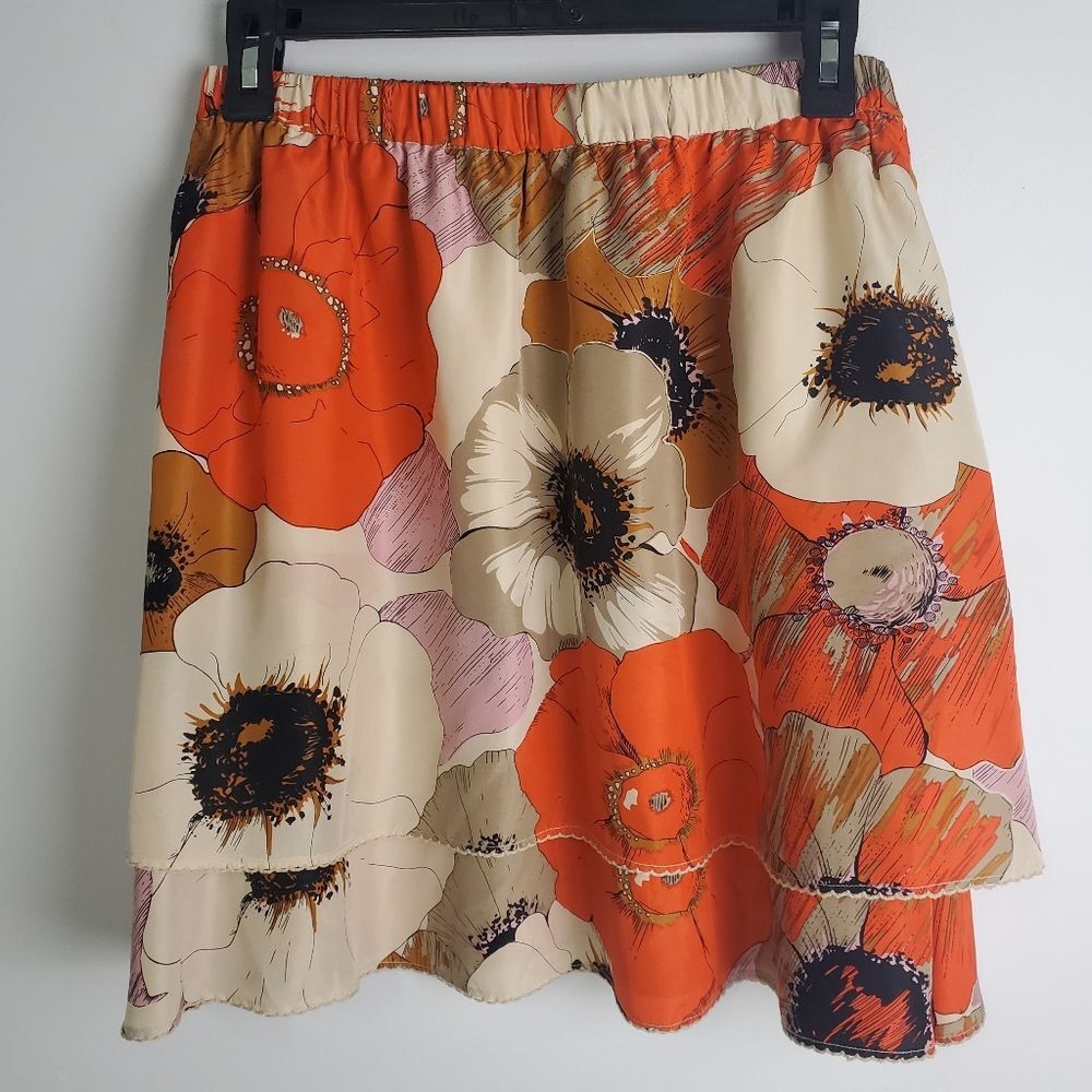 Anthropologie Odille Floral Silk Mini Skirt Size Small - Picture 7 of 9
